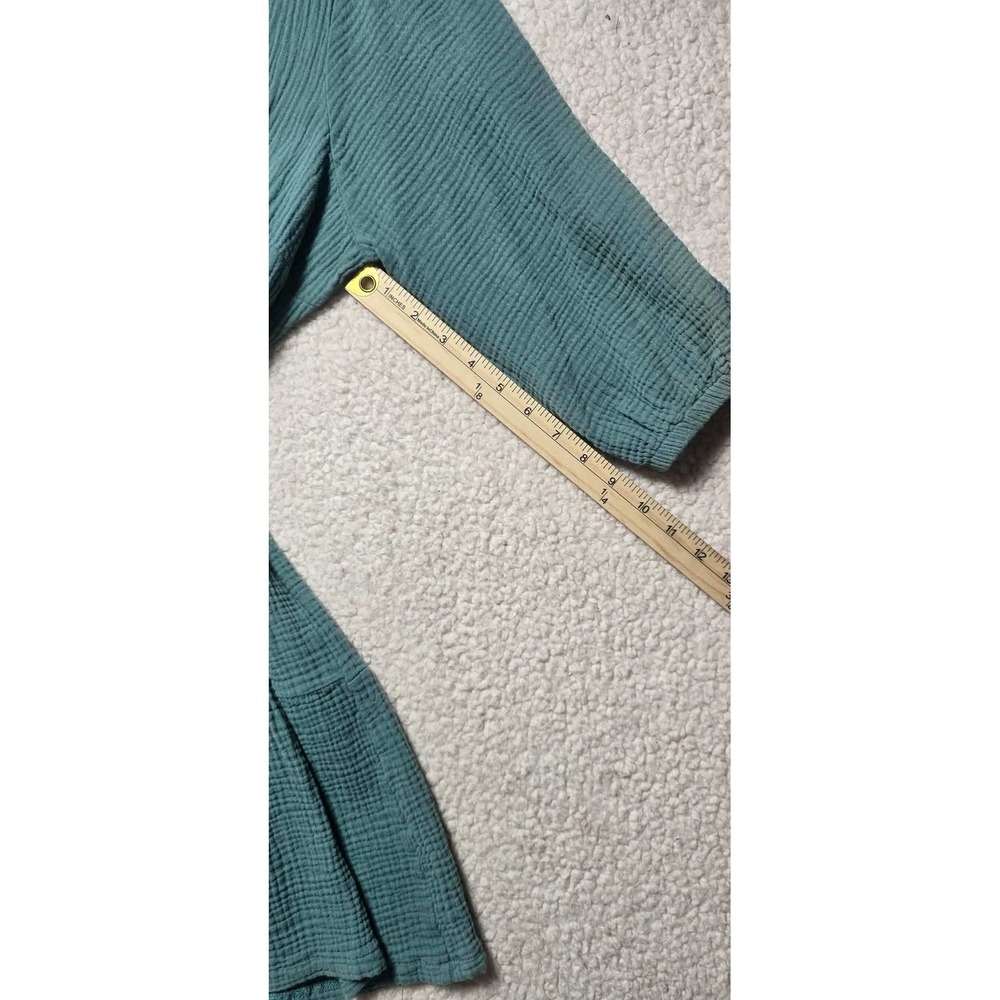 Sabrina Lauren New York Teal Cotton Gauze Smocked Tiered Mini Dress Womens L - Picture 8 of 9